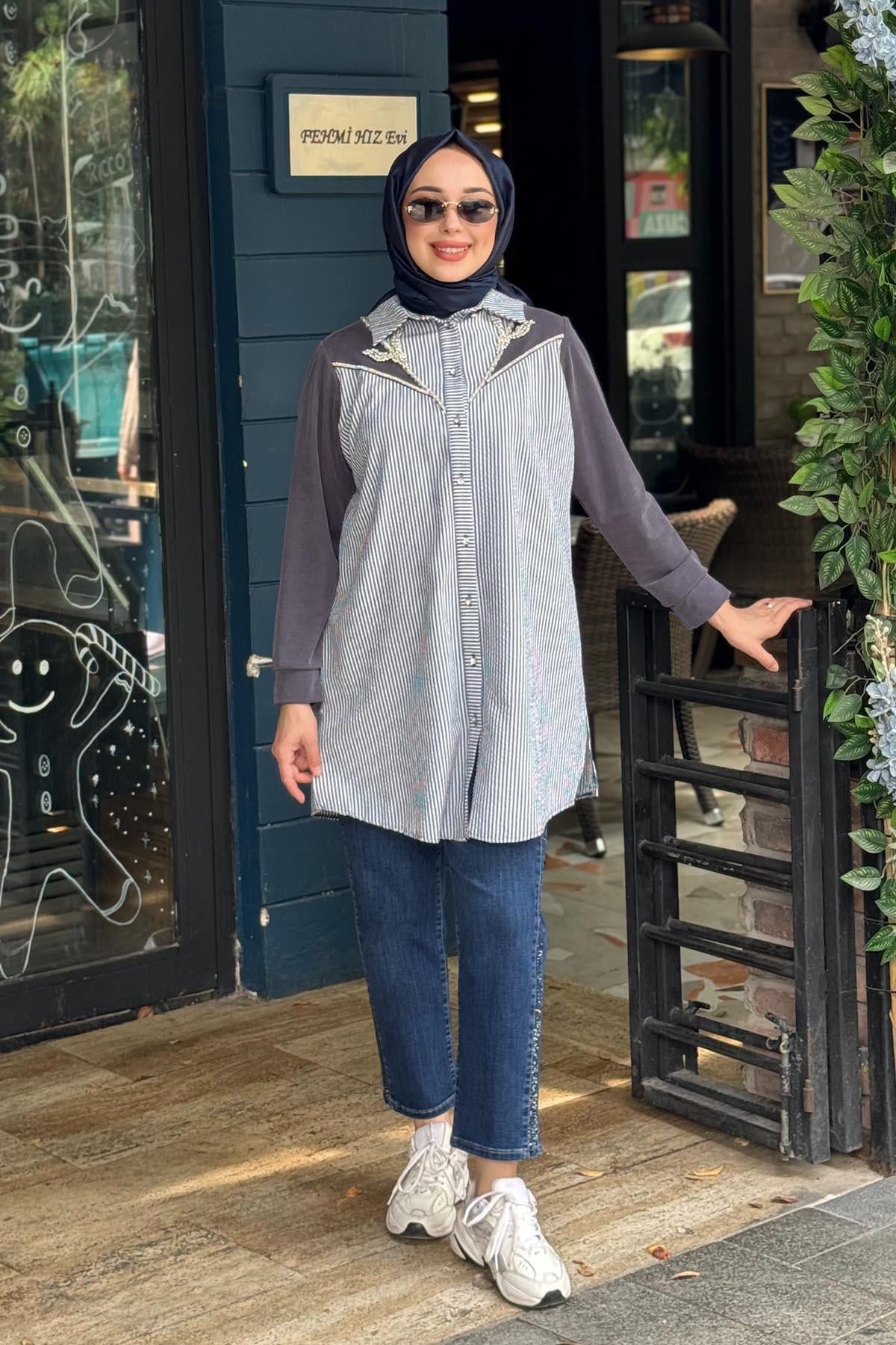 FUAT GÜRŞEN Tunik 26Y-5347 İndigo