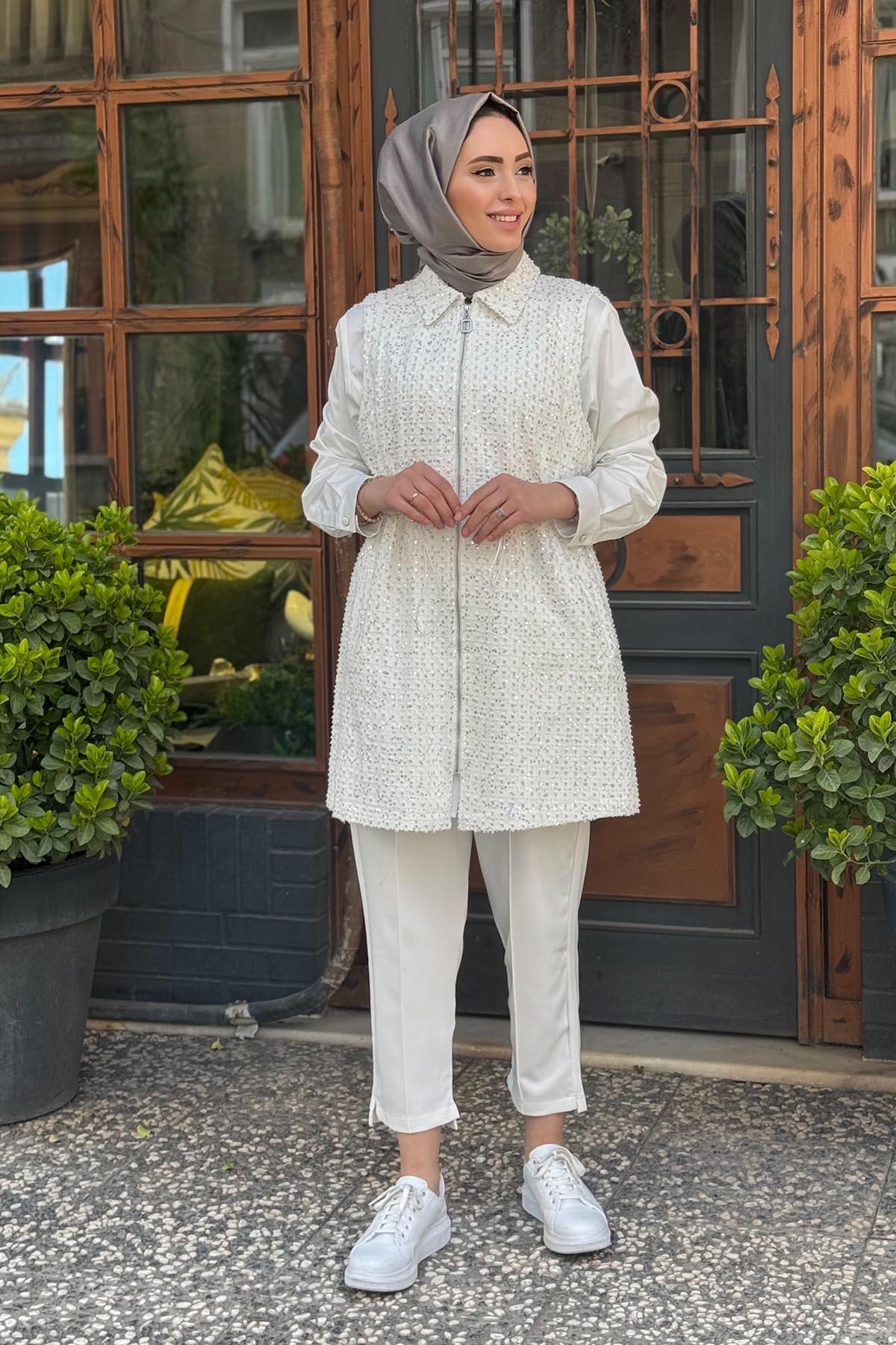 FUAT GÜRŞEN Yelek 25Y-3500 Ekru