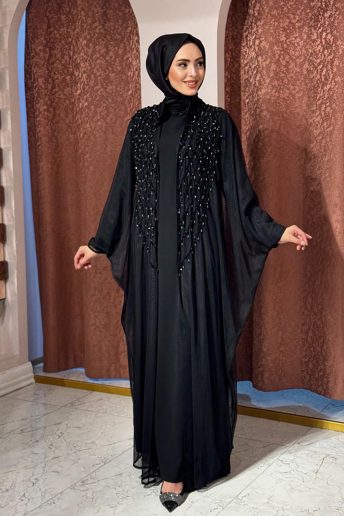 Green JADE Abaya 3012 Siyah