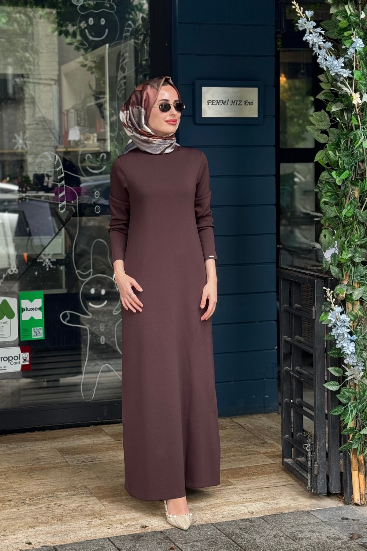 İNVEE Elbise 7055 Kahve