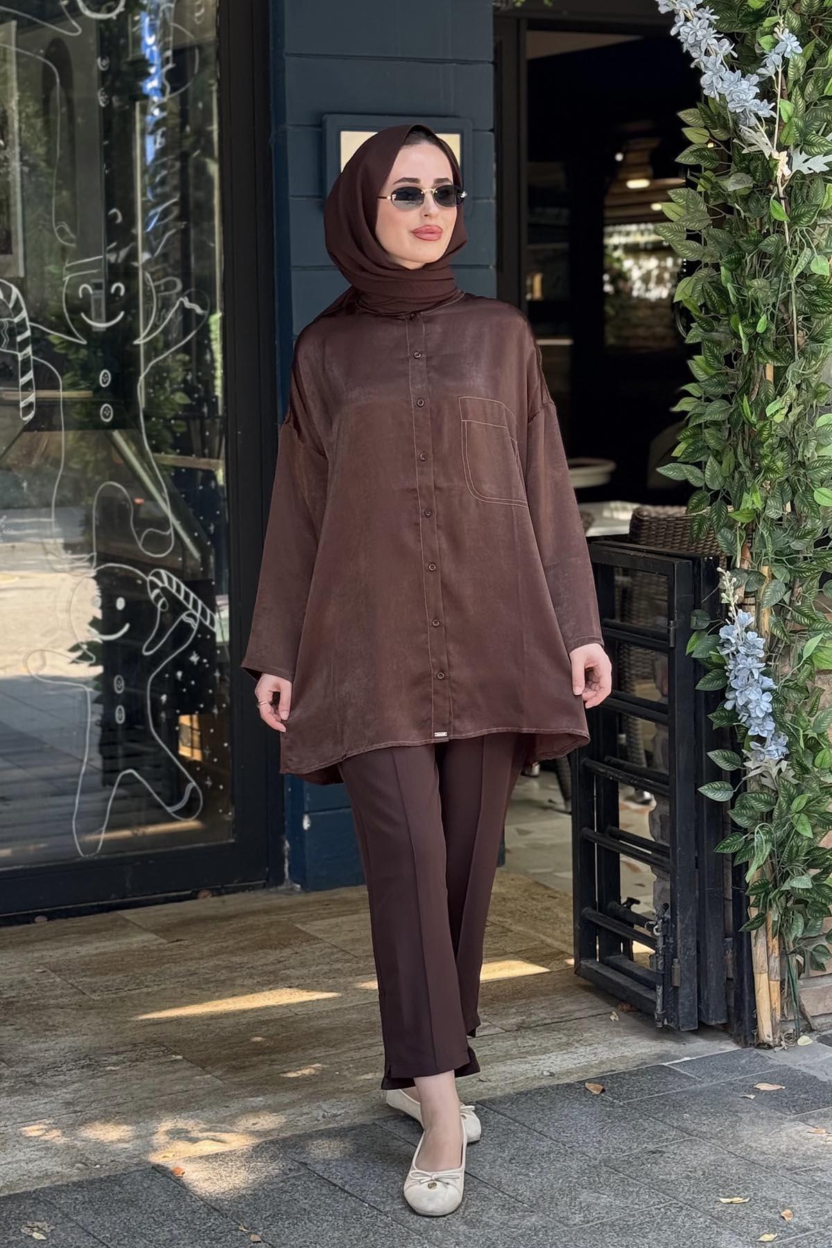 İNVEE Gömlek 7122 Kahve