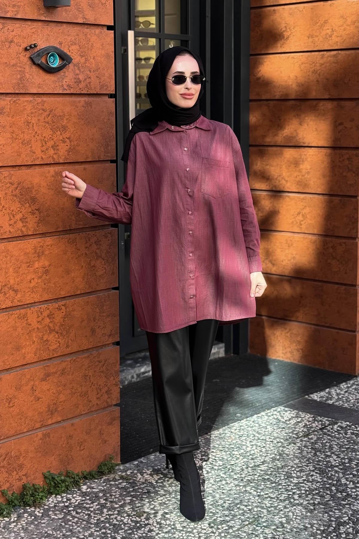 İNVEE Gömlek 7163 Bordo