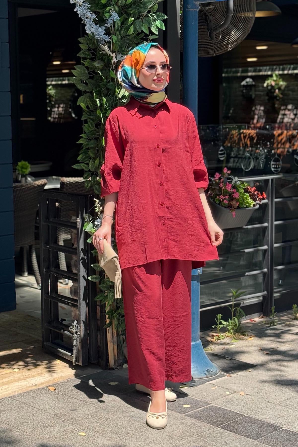 İNVEE Modal Pantolonlu Takım 7172 Bordo