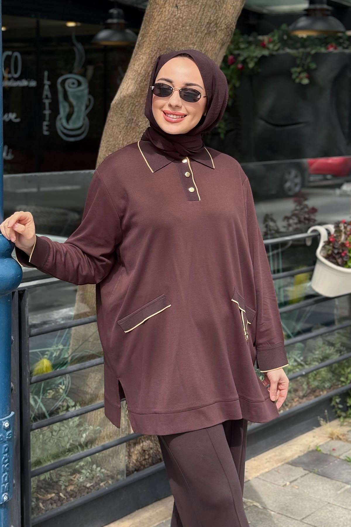 İNVEE Pamuk Tunik 7204A Kahve