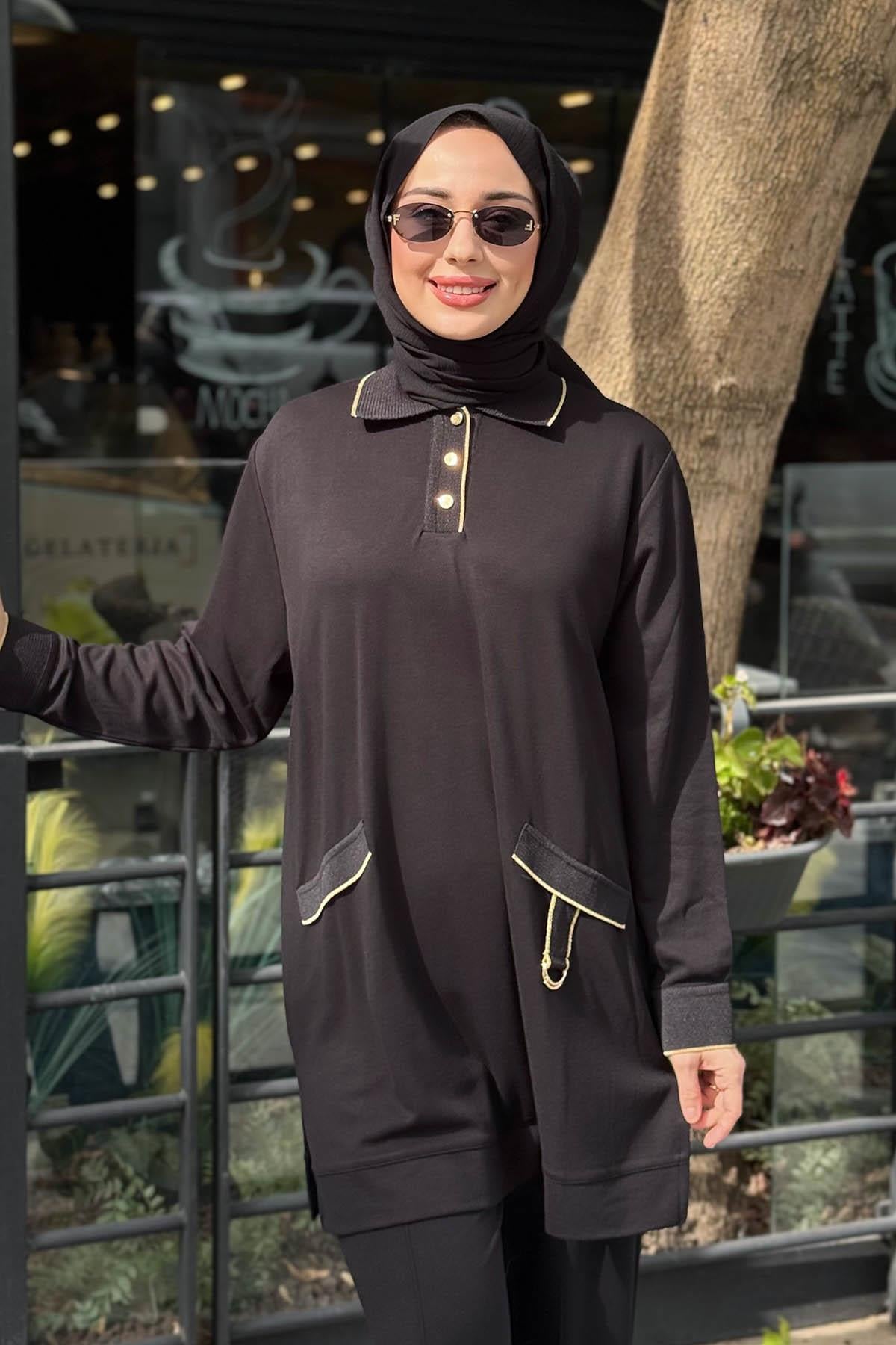İNVEE Pamuk Tunik 7204A Siyah