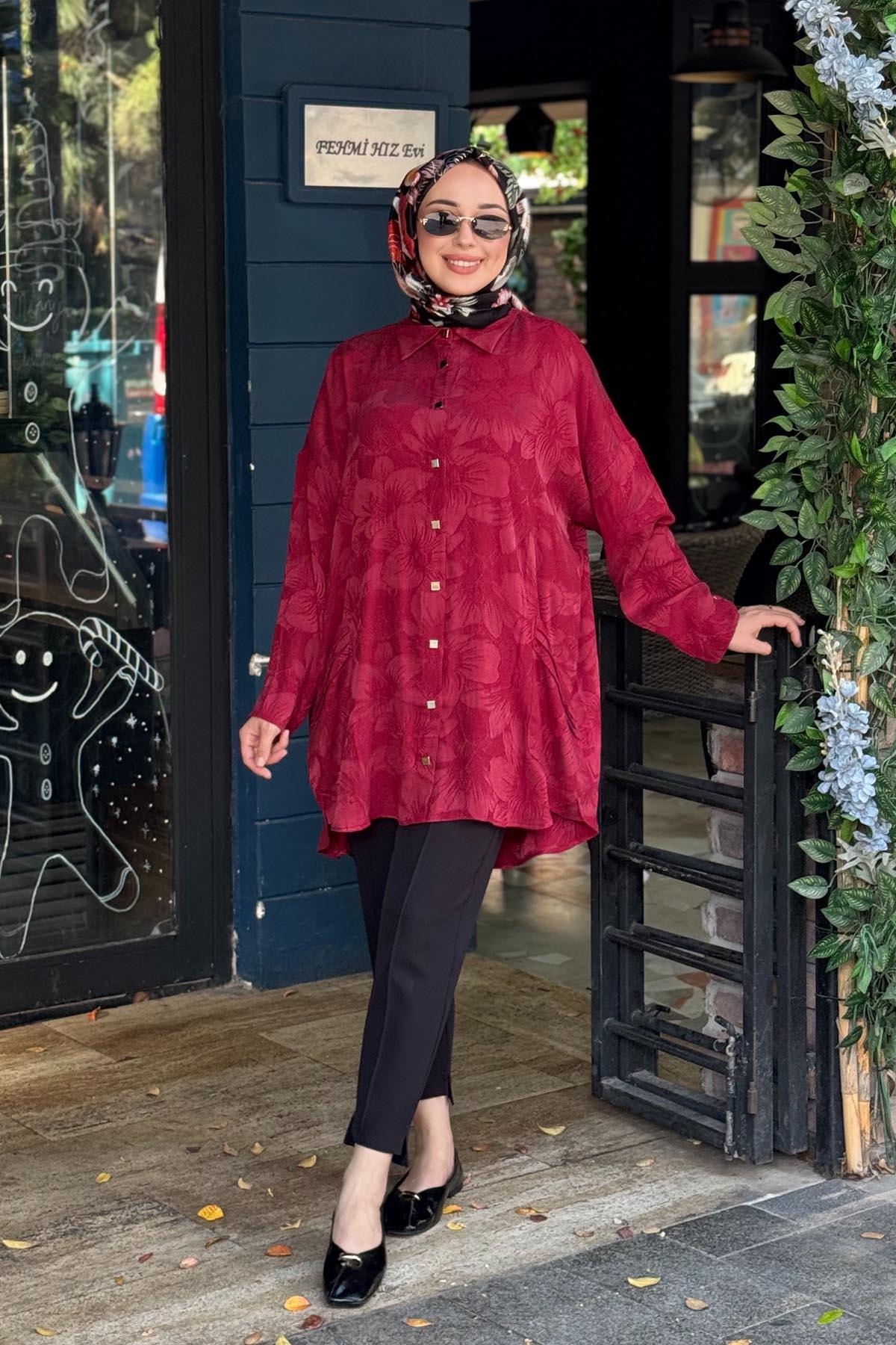 İNVEE Rozaliya Gömlek 7109 Bordo