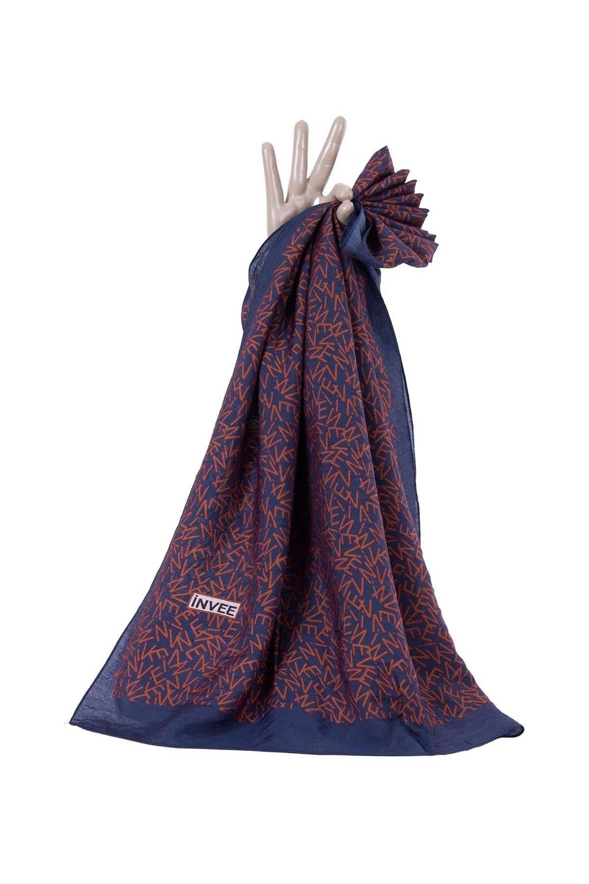 İNVEE Şal 1554 Lacivert - Bordo