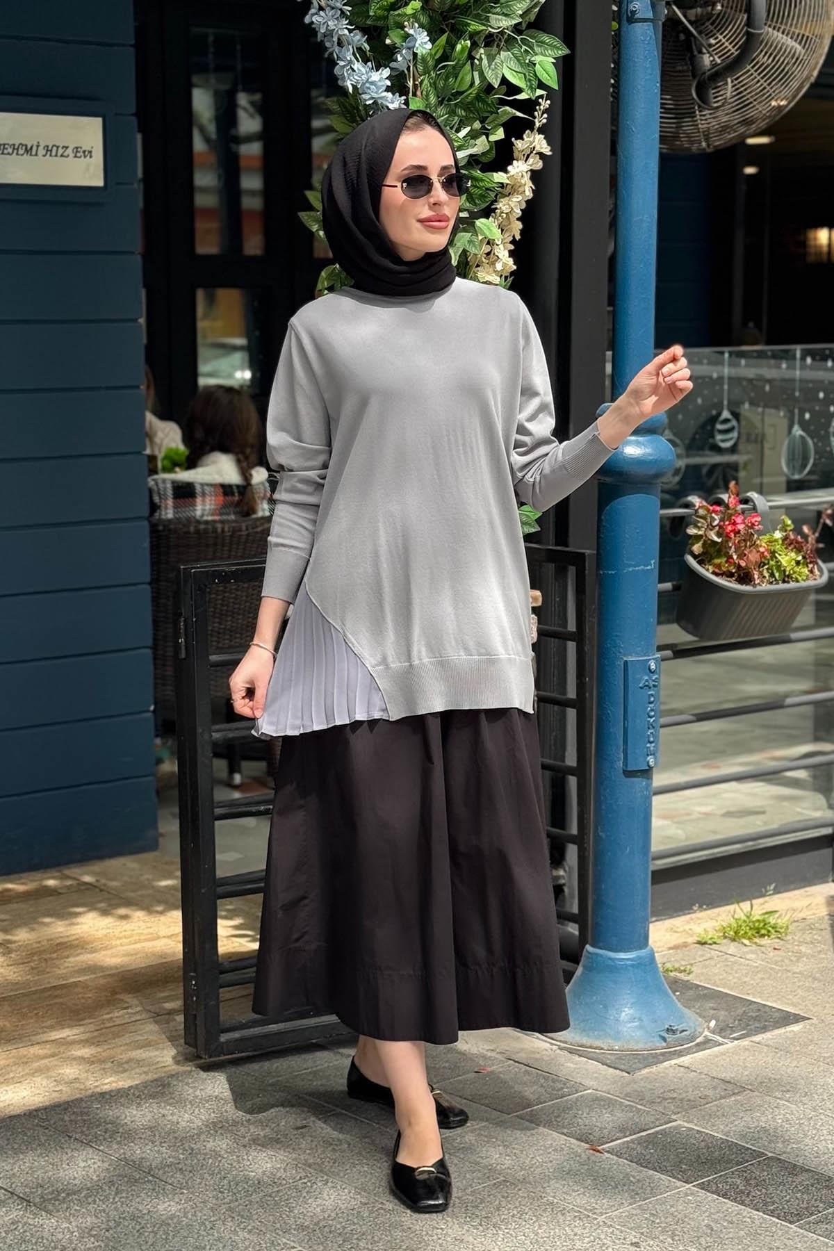 İNVEE Triko Tunik 7194 Gri