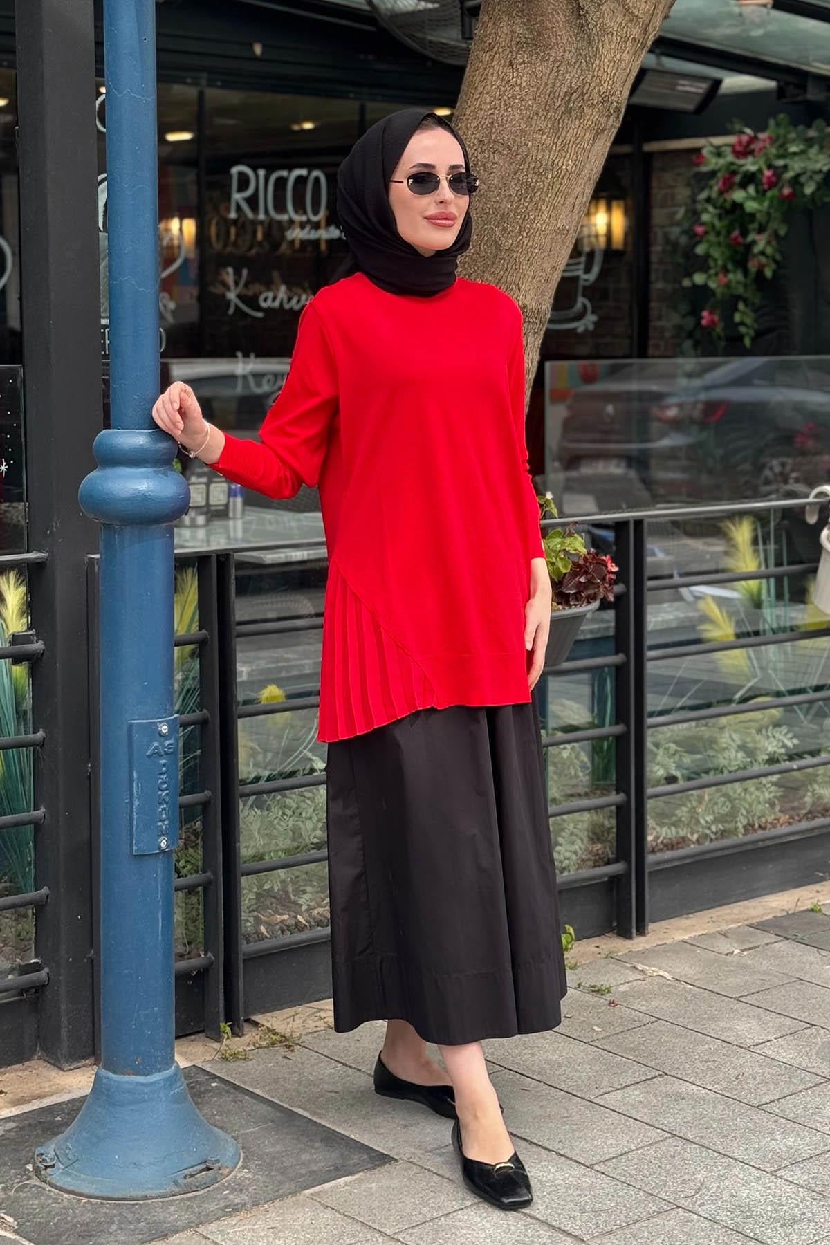 İNVEE Triko Tunik 7194 Kırmızı
