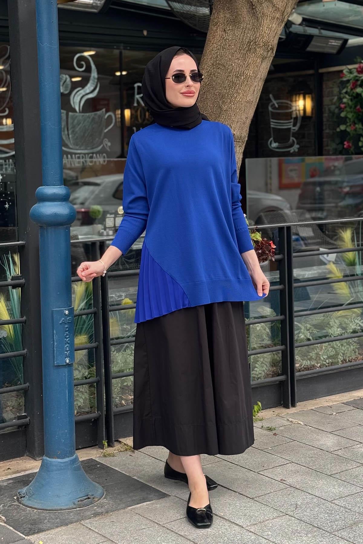 İNVEE Triko Tunik 7194 Saks Mavi