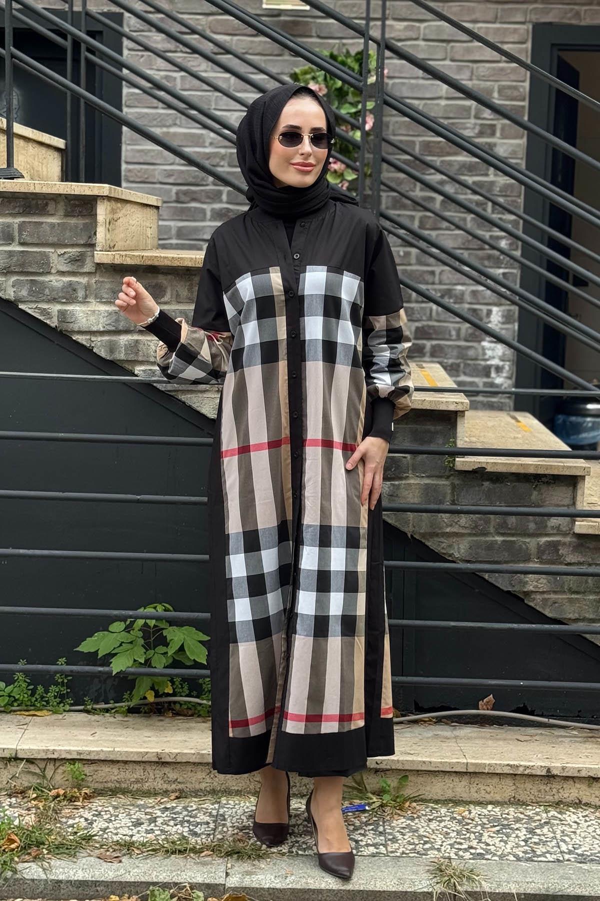 İNVEE Uzun Gömlek 6780 Siyah - Camel