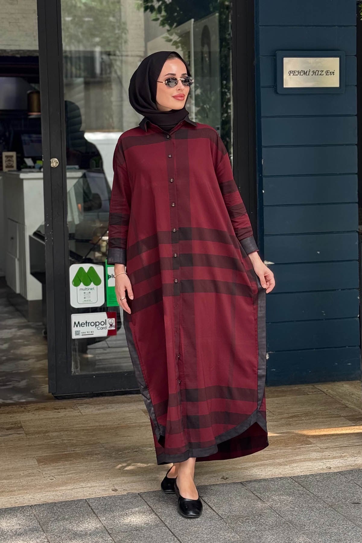 İNVEE Uzun Gömlek 7240 Bordo