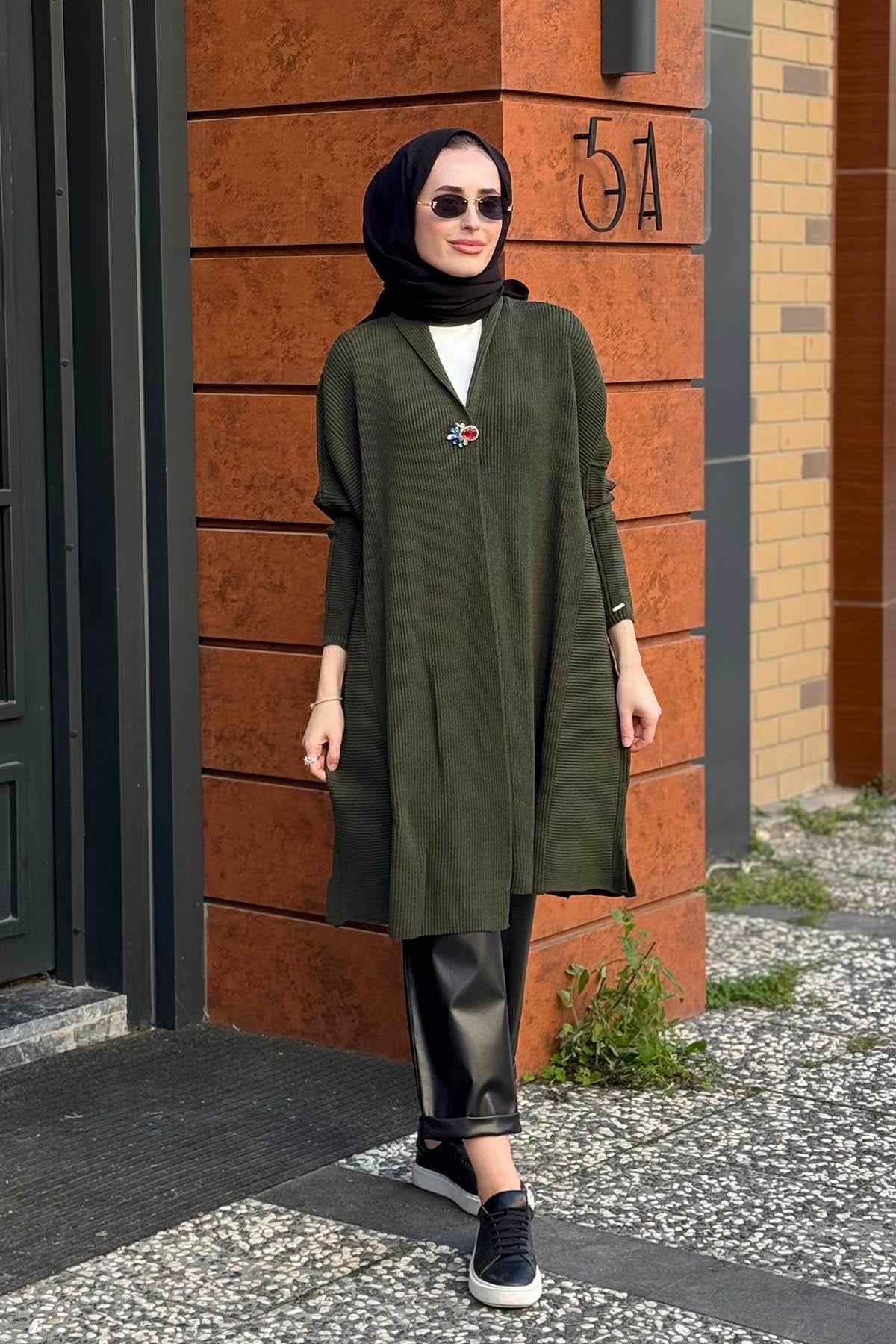 İNVEE Yün Hırka 7077 Haki