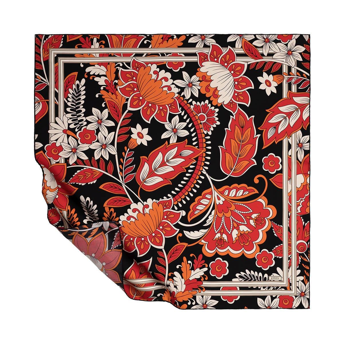 ipekevi Eşarp 01267 Siyah - Kırmızı