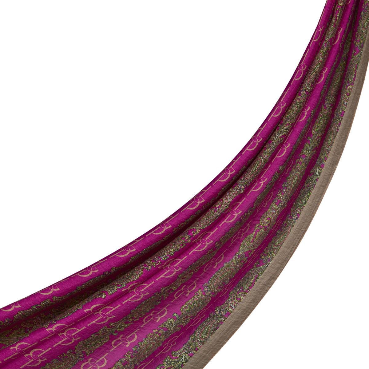 ipekevi Monogram Tensel Şal 02891 Fuşya