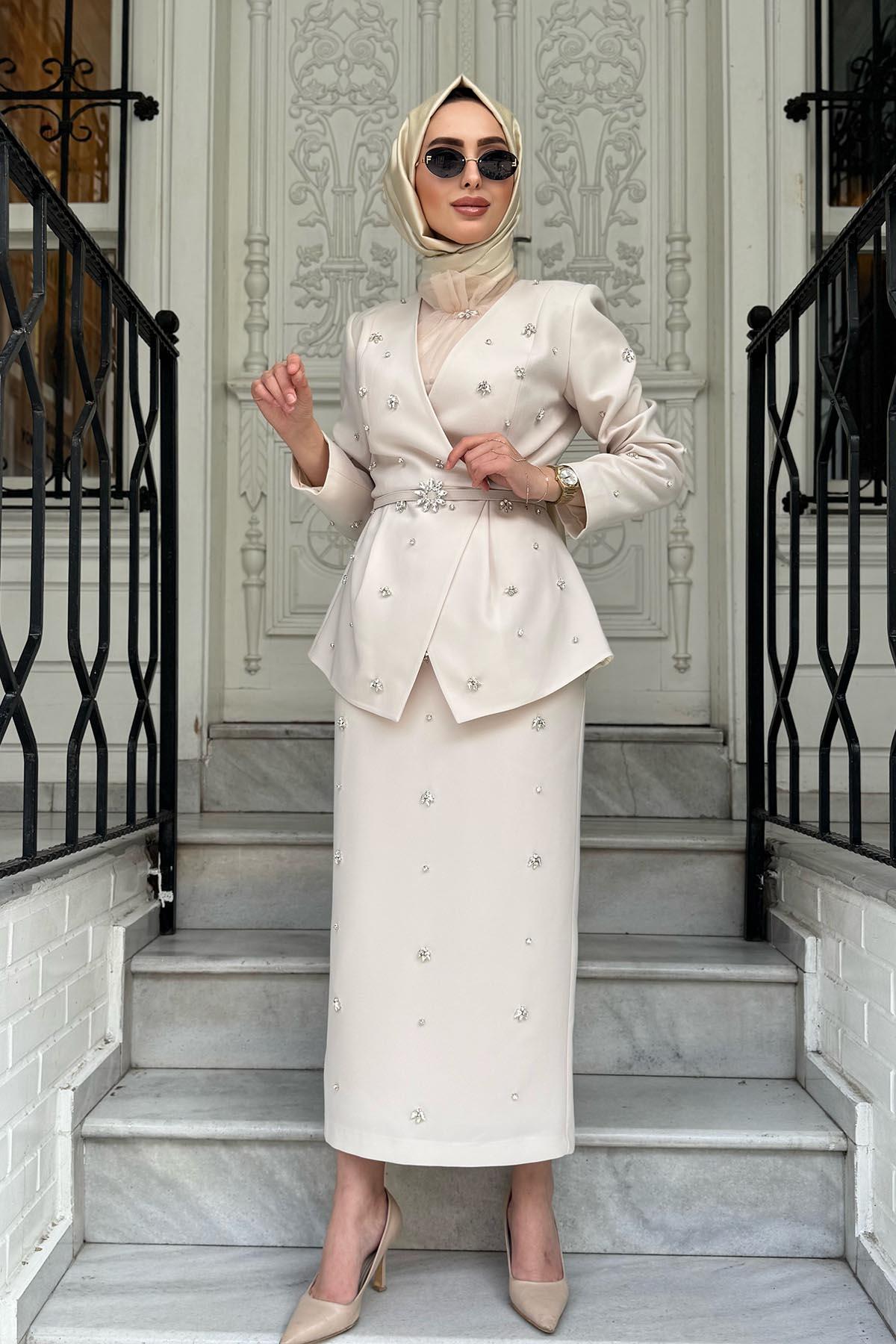 JAMILA SARAH 3'lü Takım SS25-9063 Taş