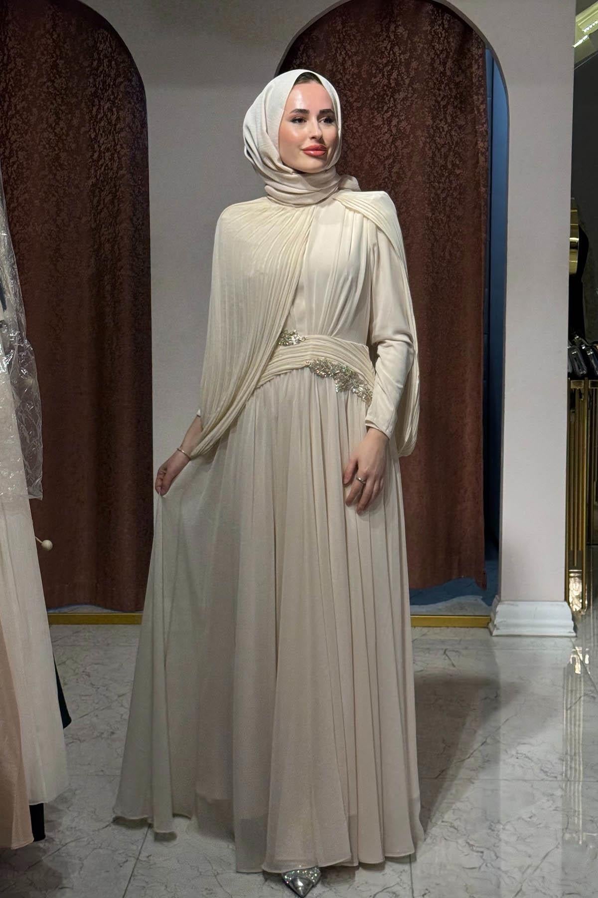JAMİLA SARAH Abiye SS26-3309 Pudra