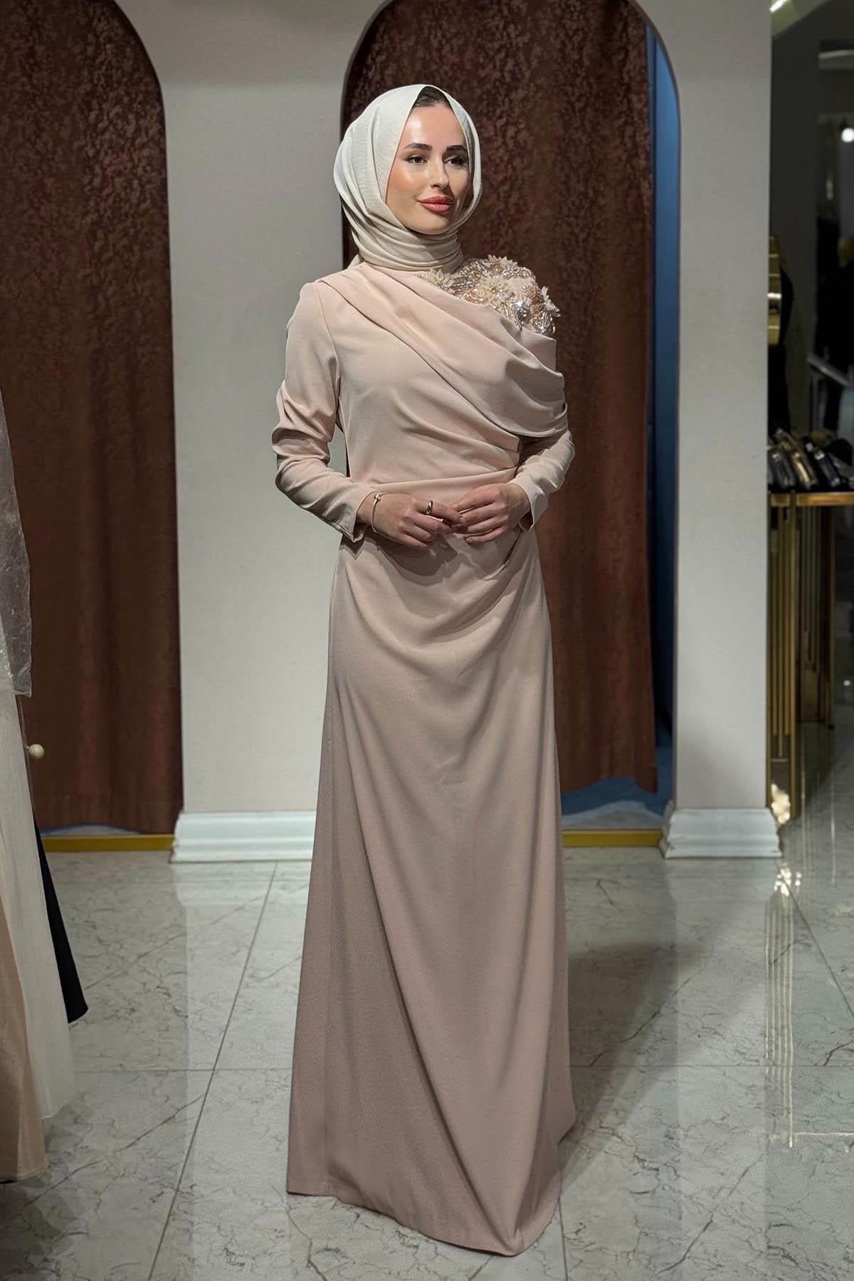 JAMİLA SARAH Abiye SS26-3376 Soft Pudra