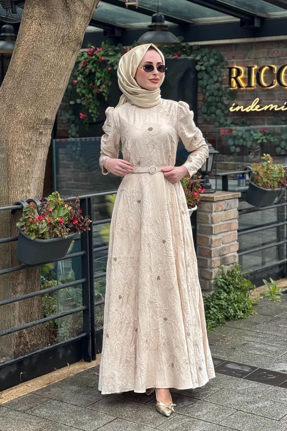 JAMİLA SARAH Ajda Elbise SS26-3340 Bej