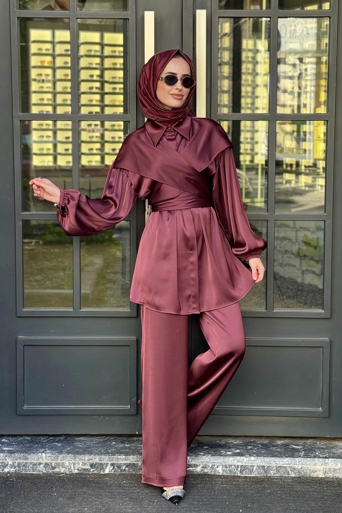 JAMILA SARAH Alva Pantolonlu Takım FW26-9220 Bordo