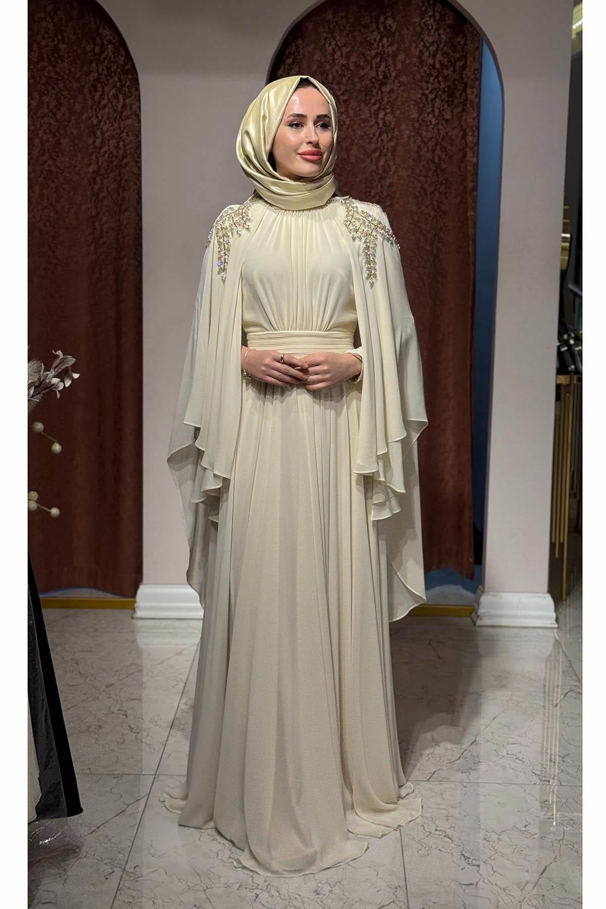 JAMİLA SARAH Asmina Abiye SS26-3364 Krem