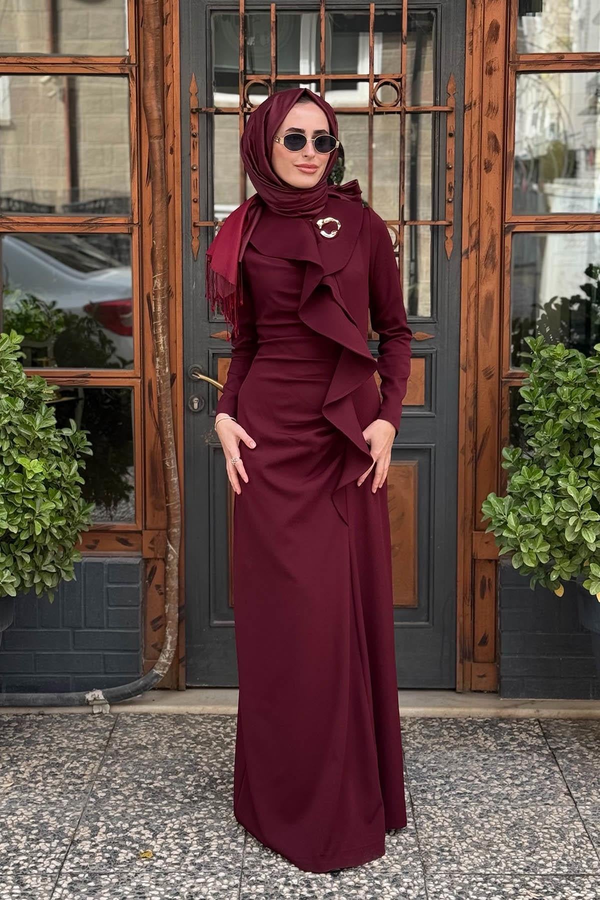 JAMILA SARAH Hazel Elbise FW26-3206 Bordo