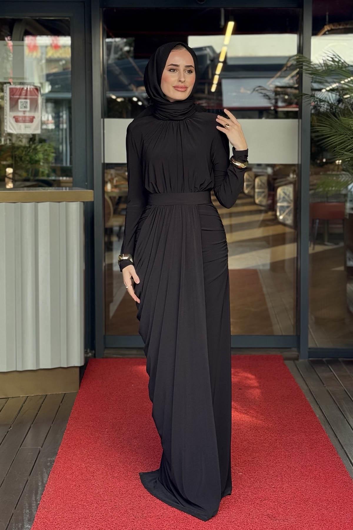 JAMİLA SARAH Katman Abiye FW26-3207 Siyah