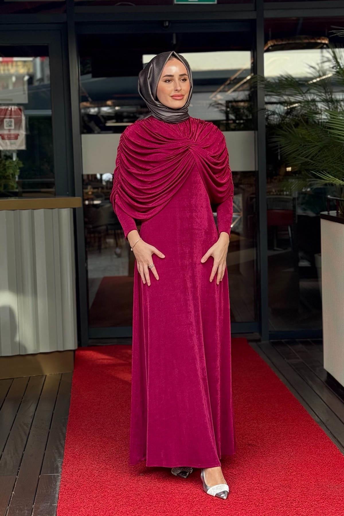 JAMİLA SARAH Lusan Abiye FW26-3251 Vişne