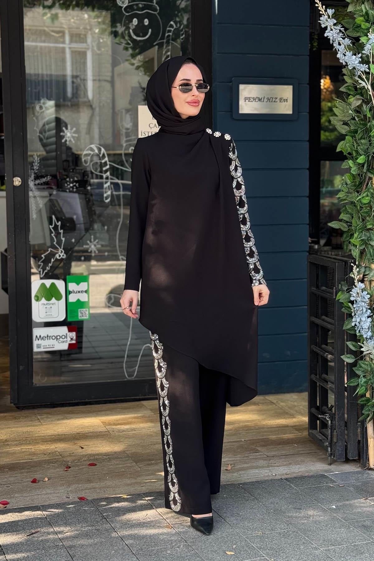 JAMİLA SARAH Milena Pantolonlu Takım SS26-9334 Siyah