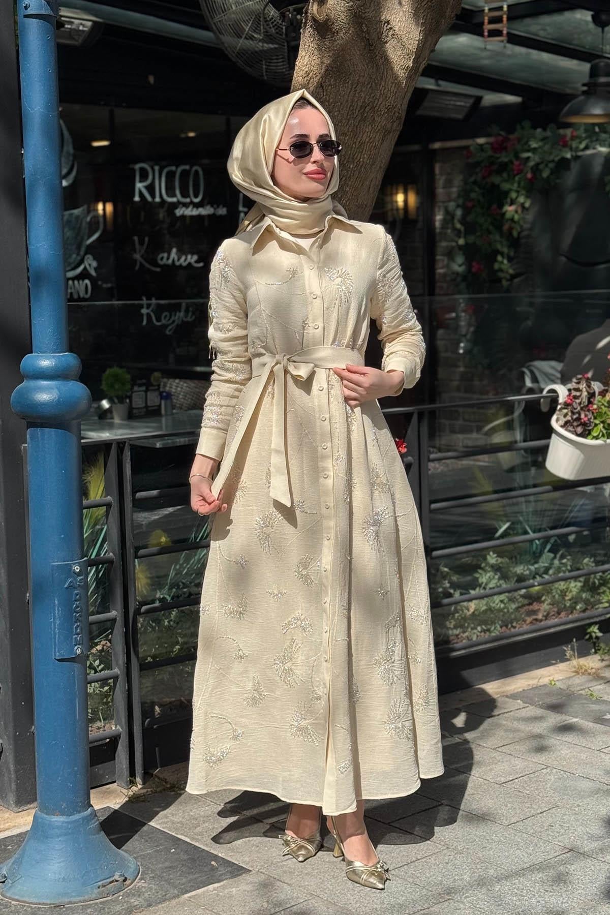 JAMİLA SARAH Tatjona Abiye SS26-3336 Krem