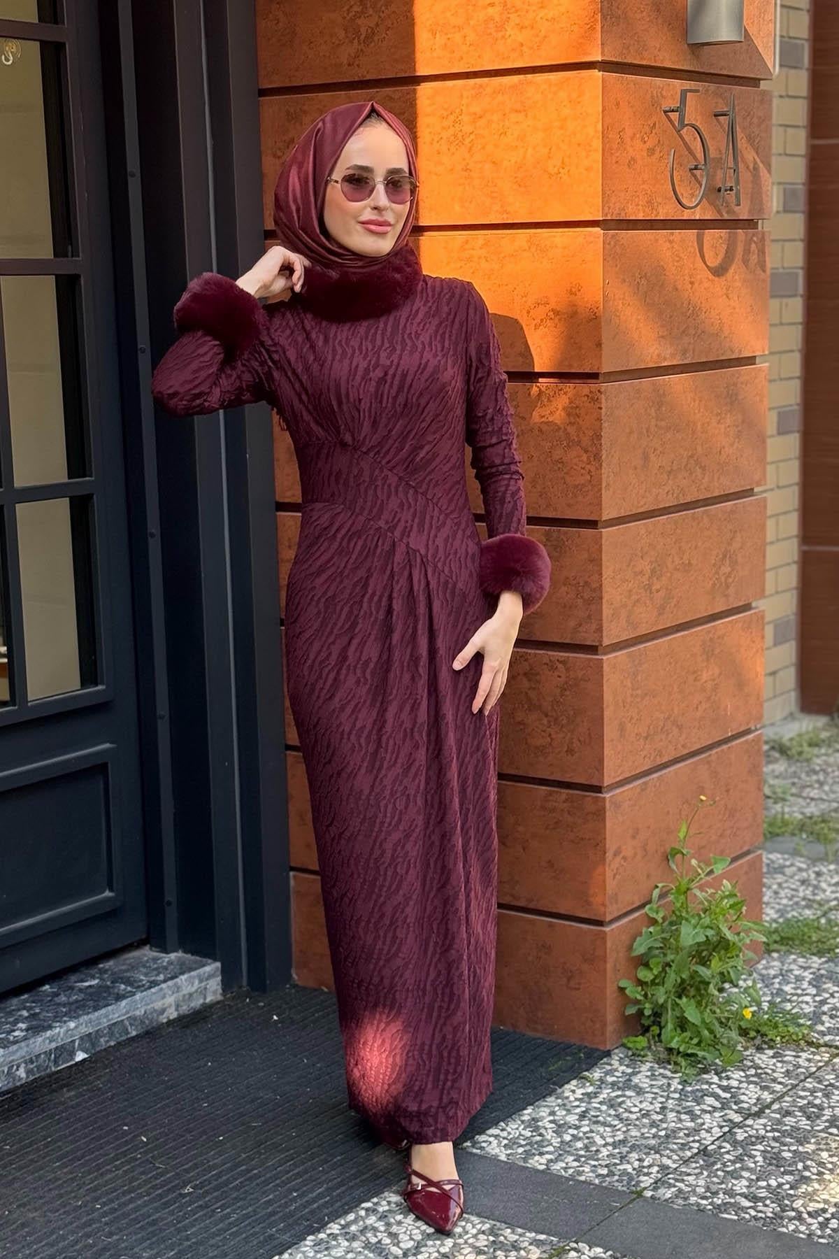 JAMILA SARAH Yalkı Elbise FW26-3234 Bordo