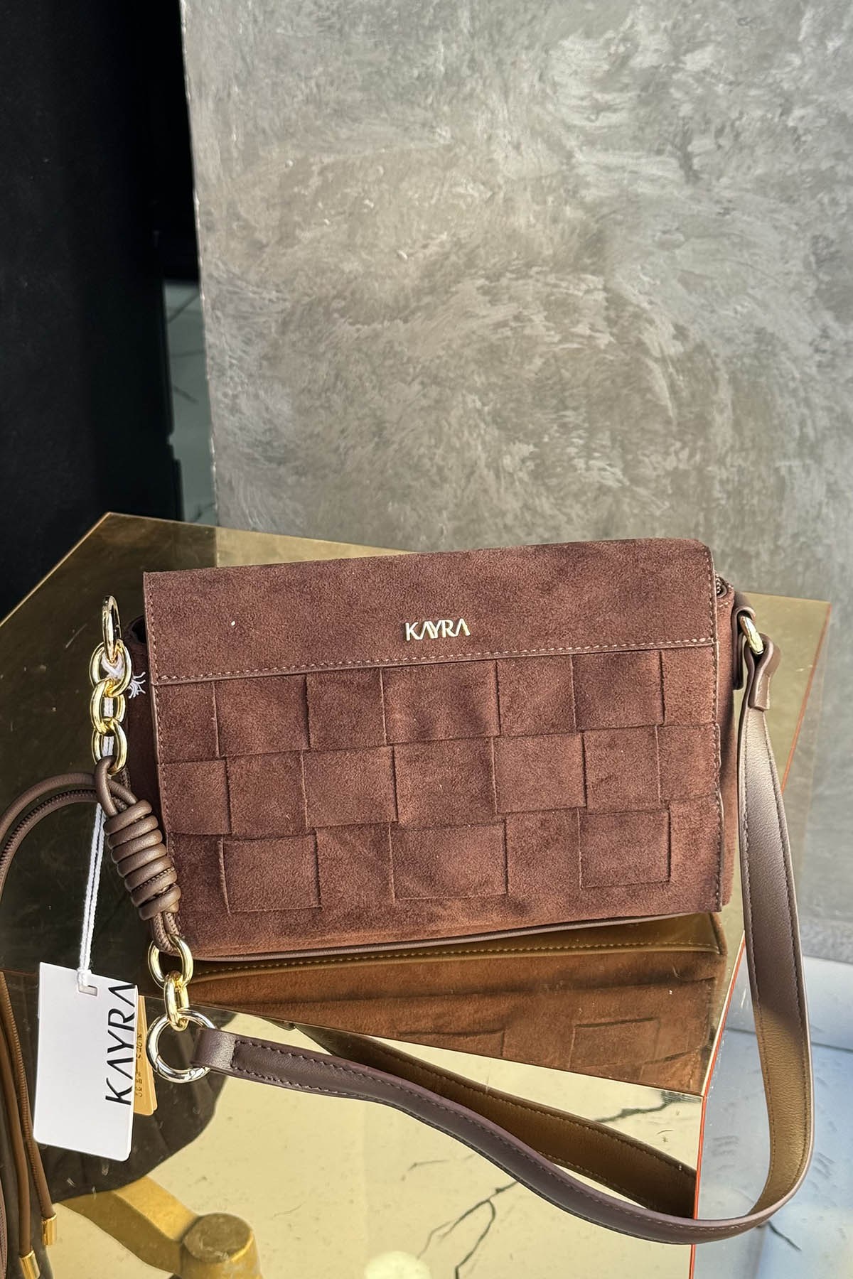 KAYRA Askılı Süet Çanta KA-A26-CNT14 Acı Kahve