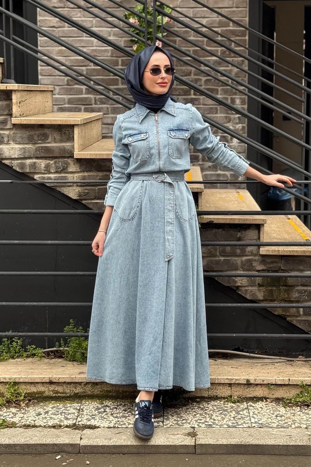 KAYRA Elbise KA-B26-23029 Açık Mavi