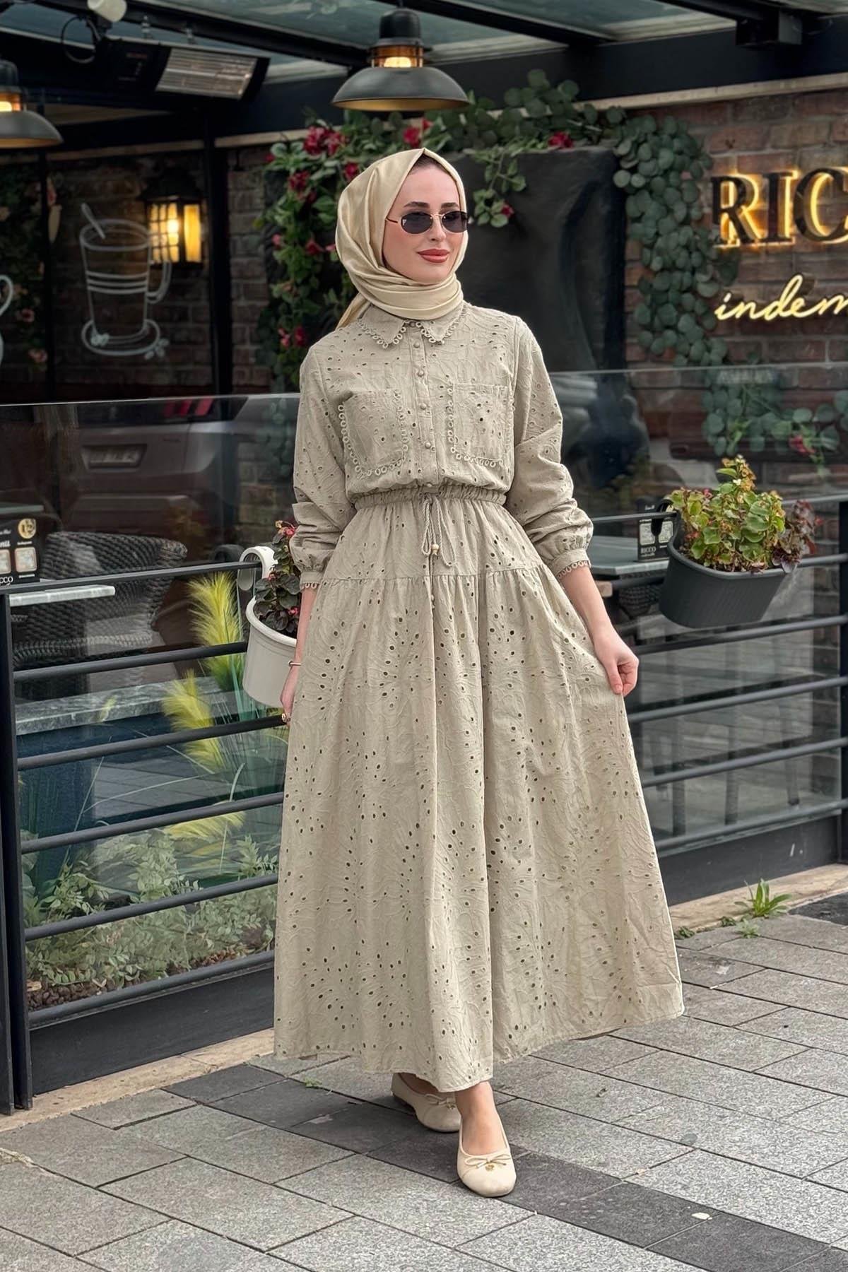 KAYRA Elbise KA-B26-23062 Küf Rengi