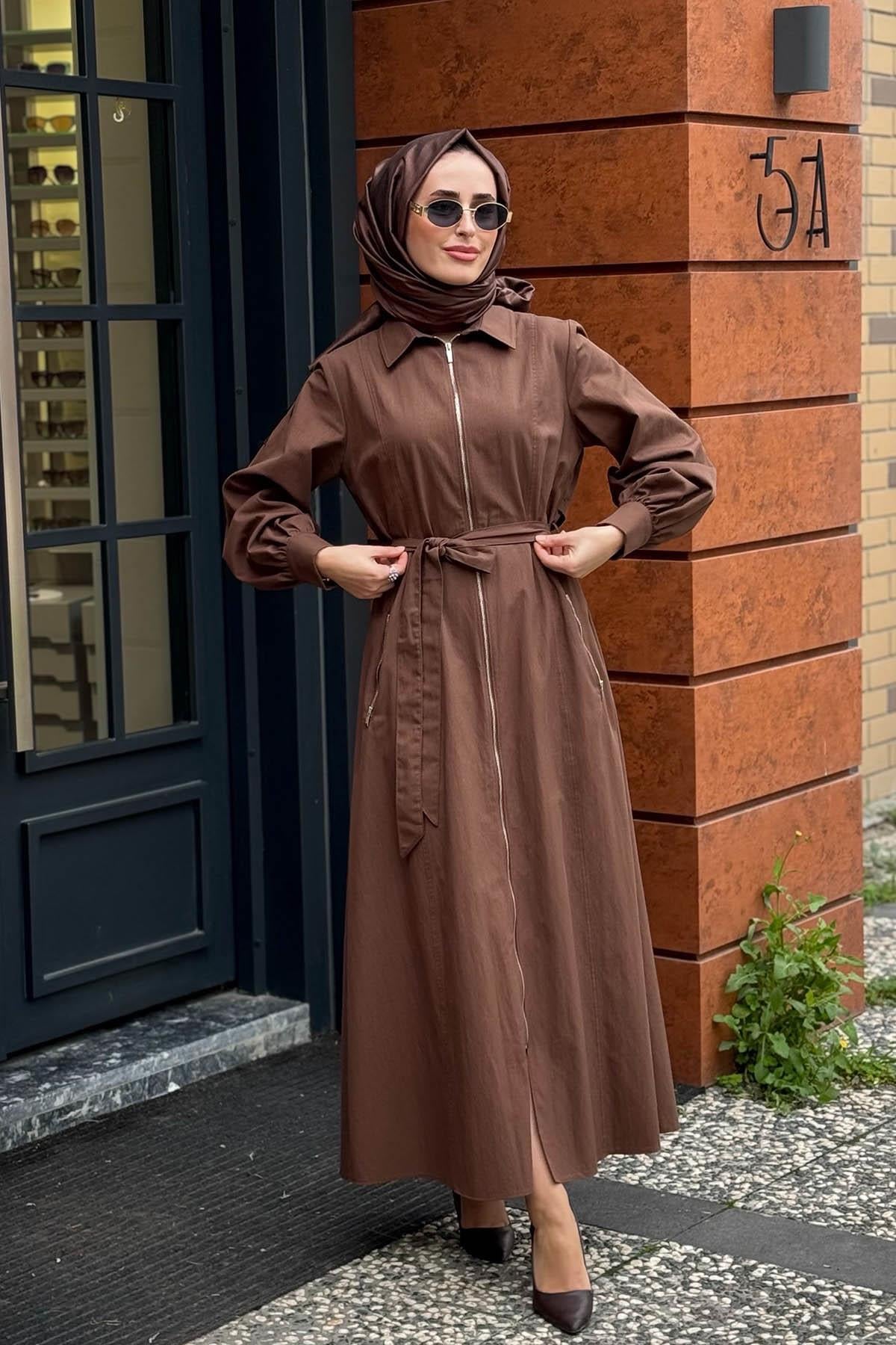 KAYRA Elbise KY-A25-83014 Kakao Kahve