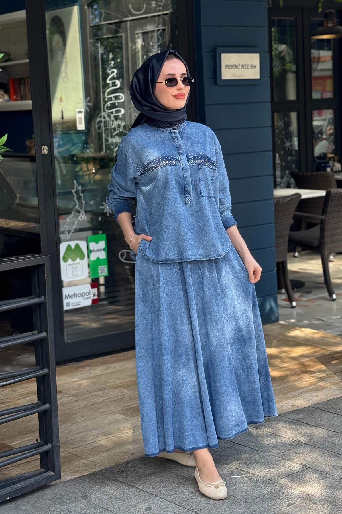 KAYRA Etekli Takım KA-B26-16032 Kot Mavi