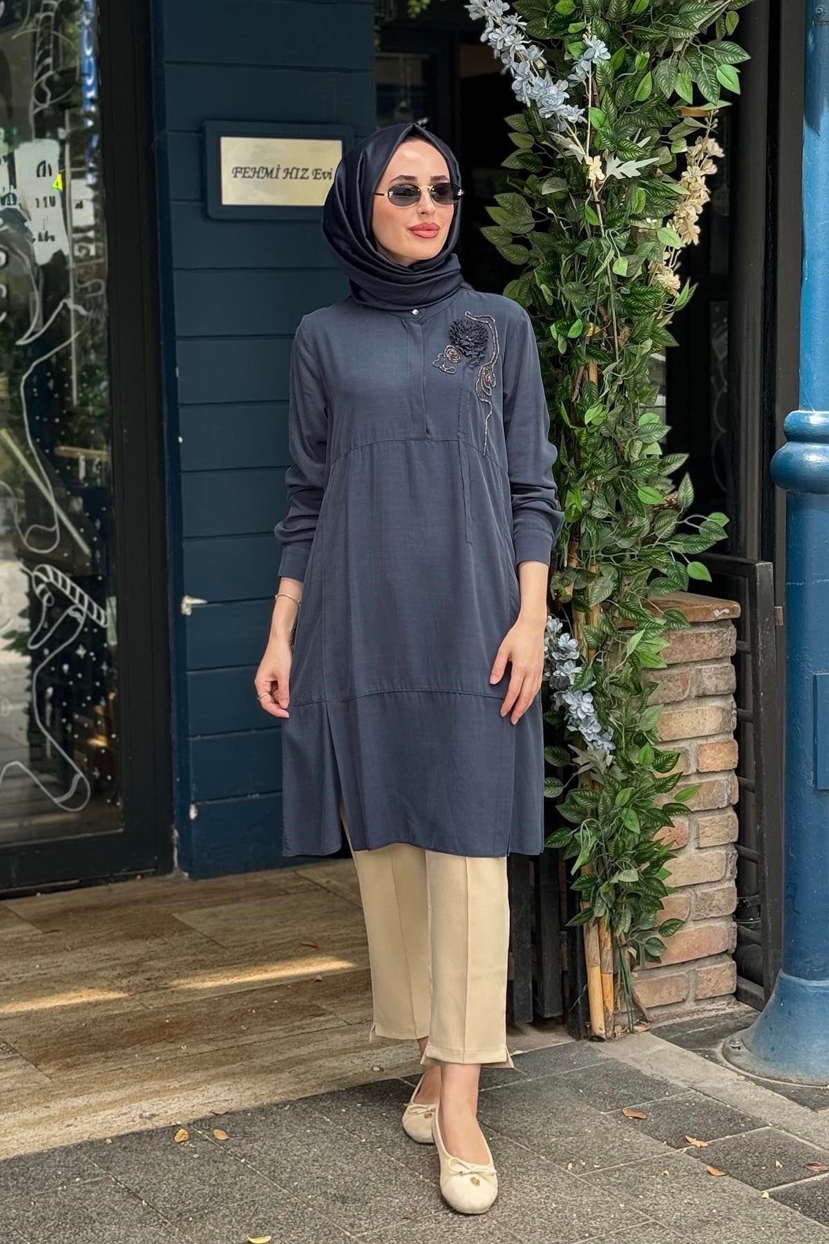 KAYRA Tunik KA-B26-21088 KOYU LACİVERT
