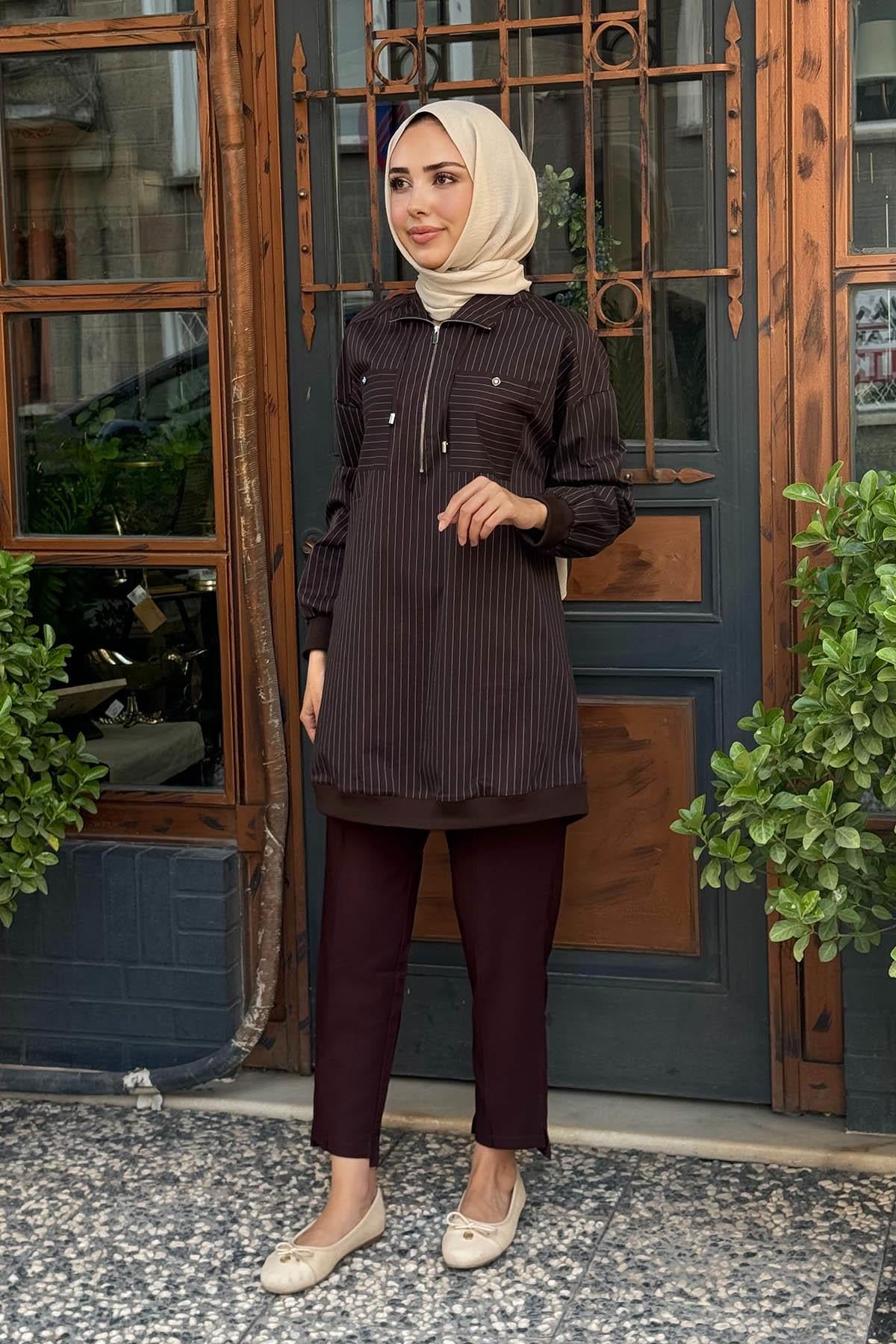 KAYRA Tunik KY-A25-81019 Koyu Kahve