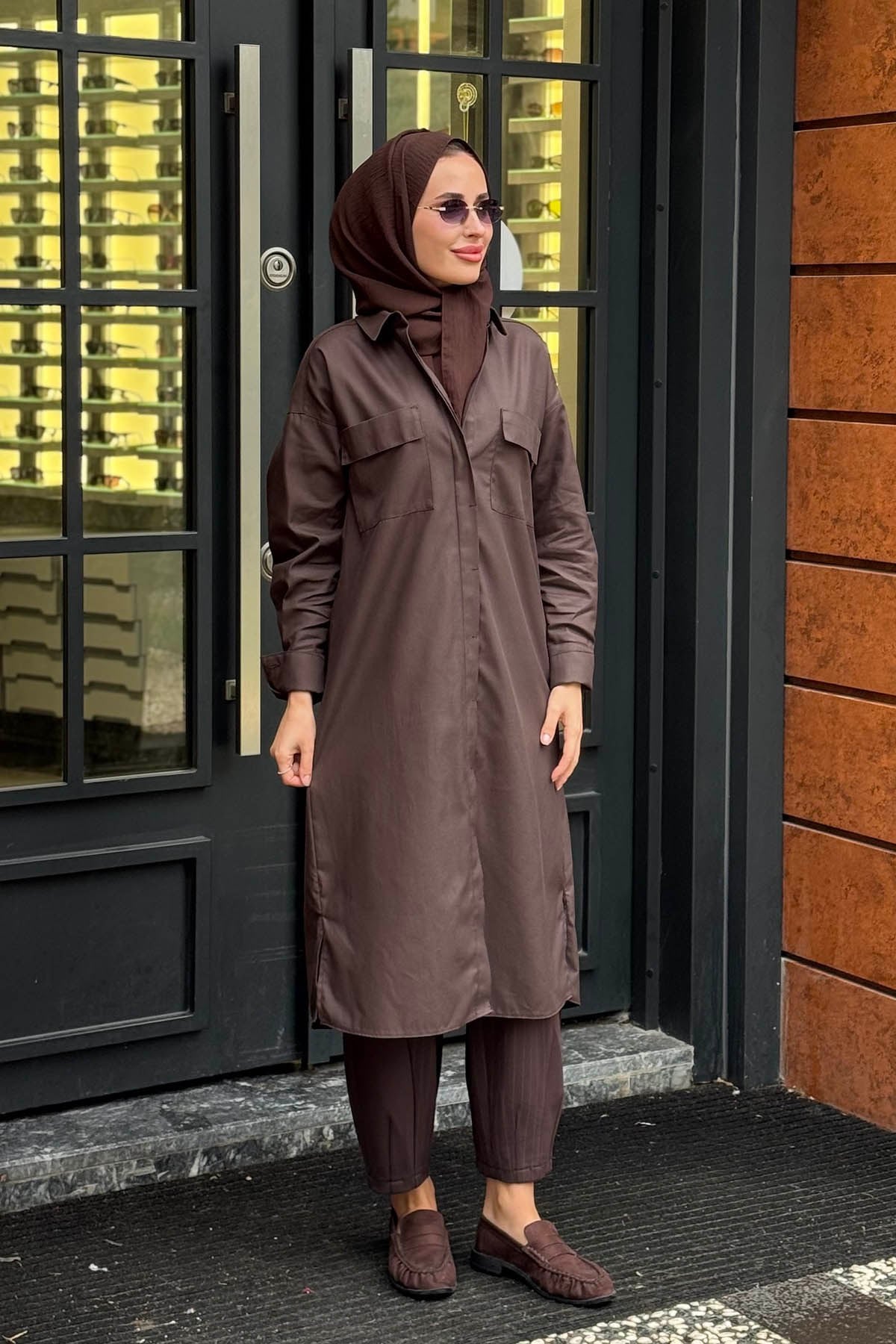 KAYRA Tunik KY-A26-81023 Koyu Kahve