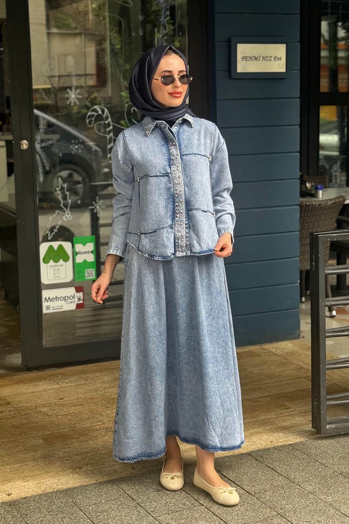 MAGAZİN Tensel Etekli Takım 7502 Açık Mavi