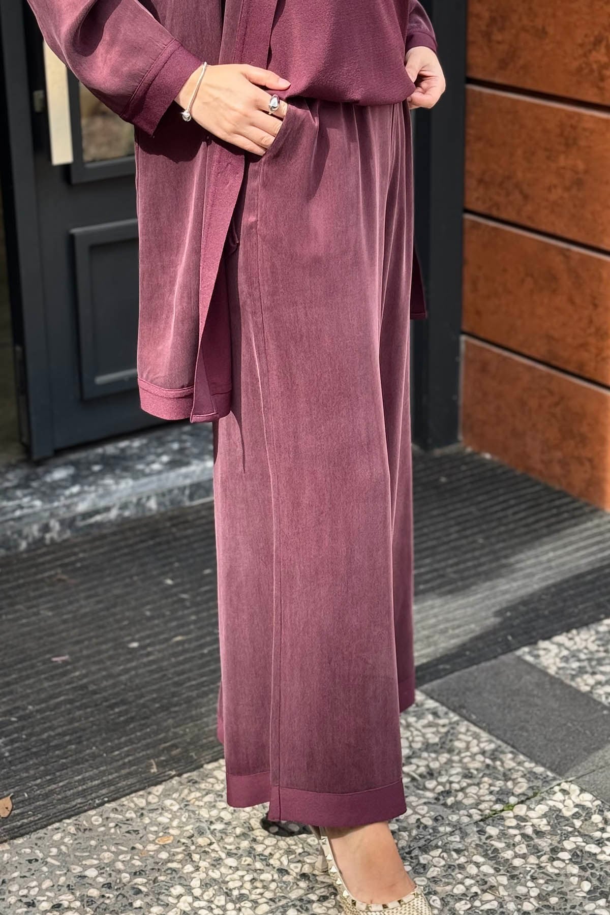 MİSS DALİDA Geniş Paça Pantolon 3267801 Mürdüm