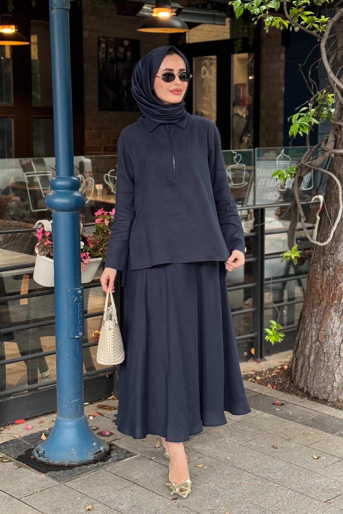 MİSS DALİDA Keten Gömlek 2266255 Lacivert
