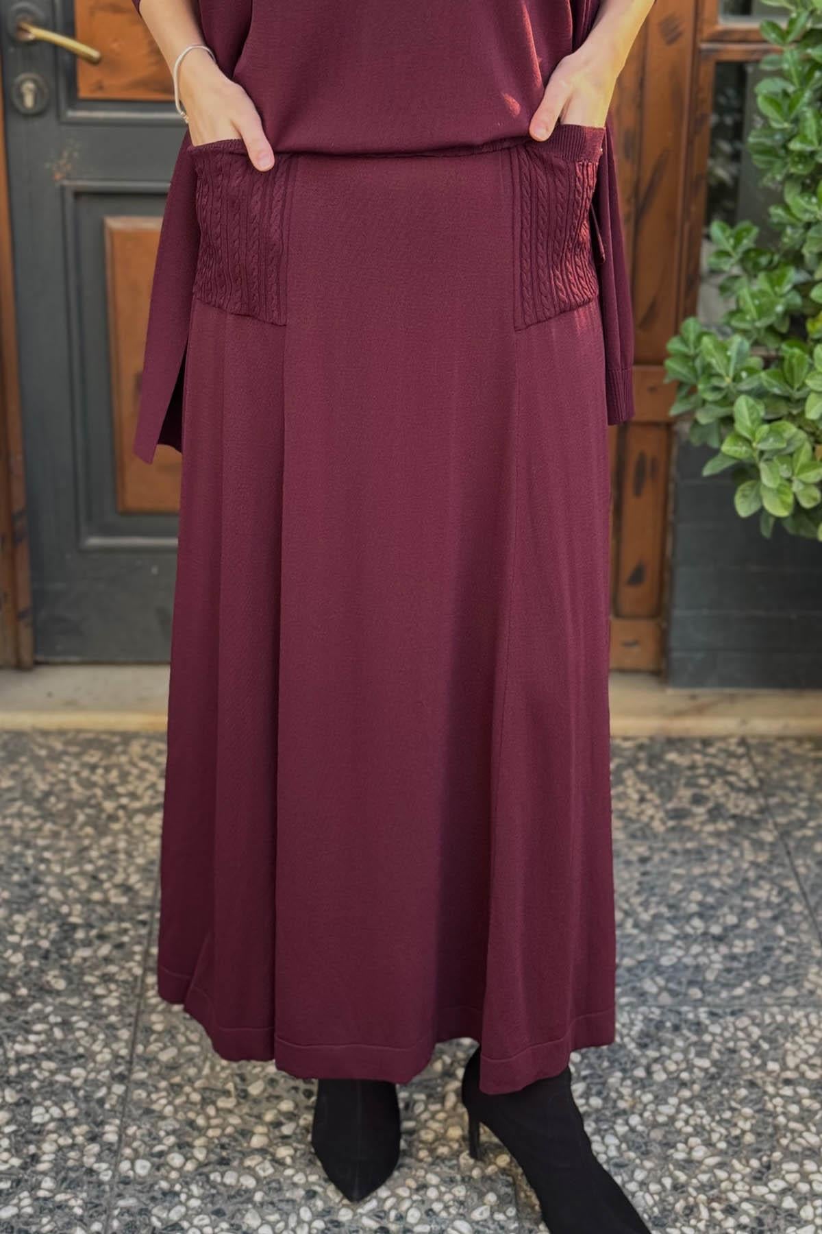 MİSS DALİDA Triko Etek T26PF-2004 Bordo