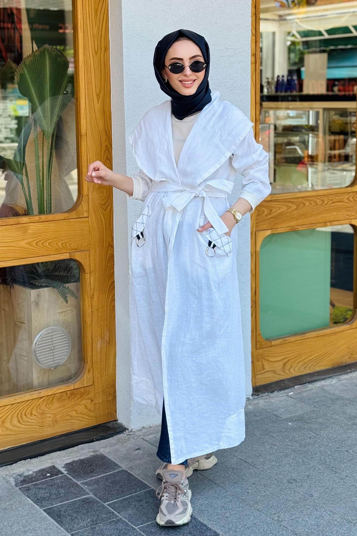 MissWhence Keten Kap 37401 Beyaz