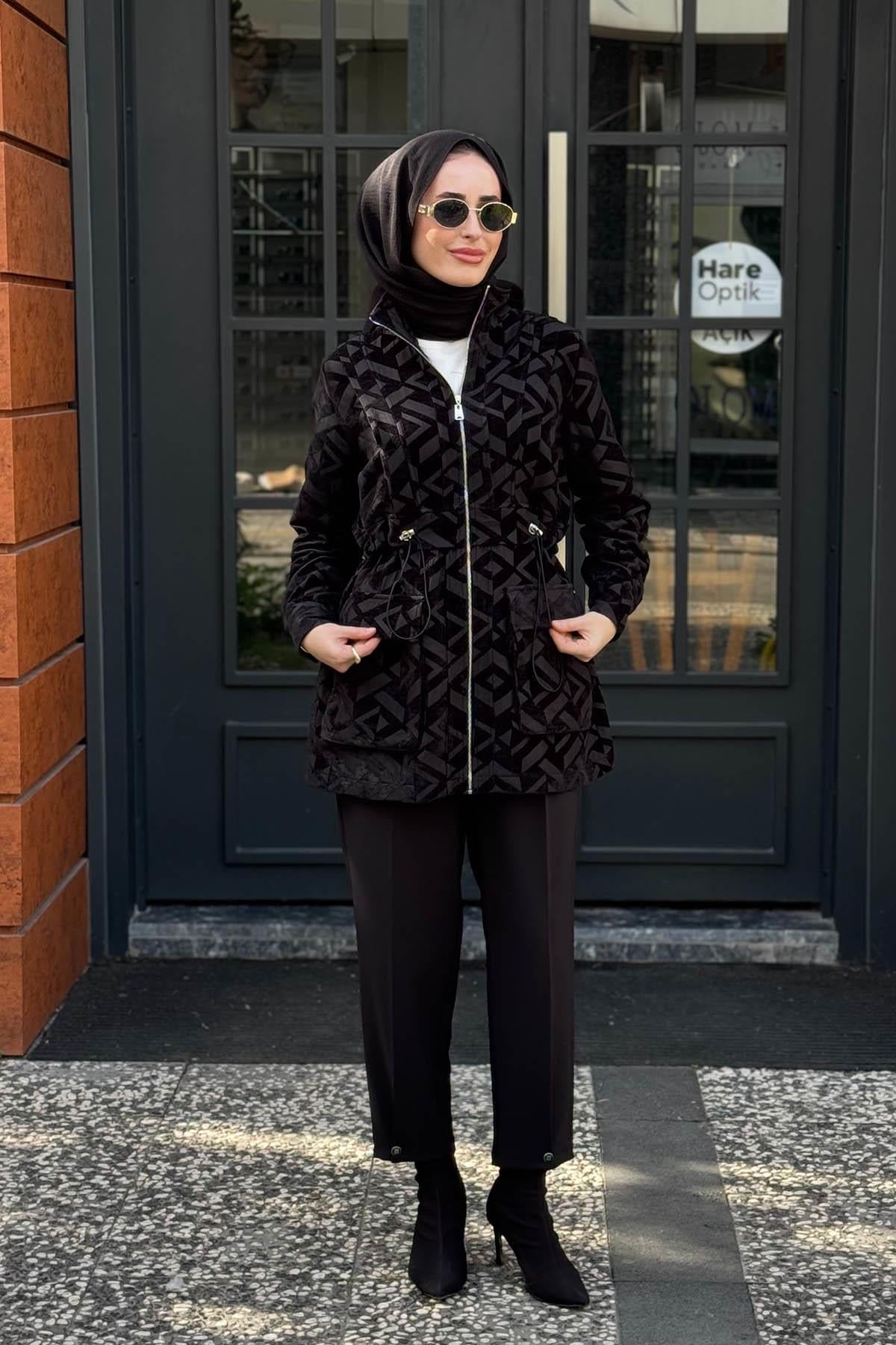 Moodbasic Jakar Desenli Kap MB15.164 Siyah
