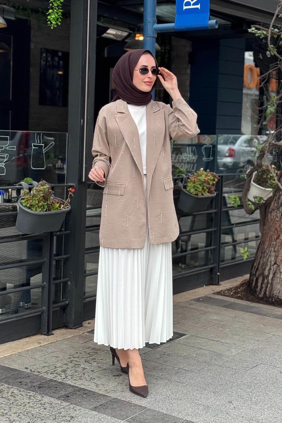 Moodbasic Keten Ceket MB04.79 Vizon