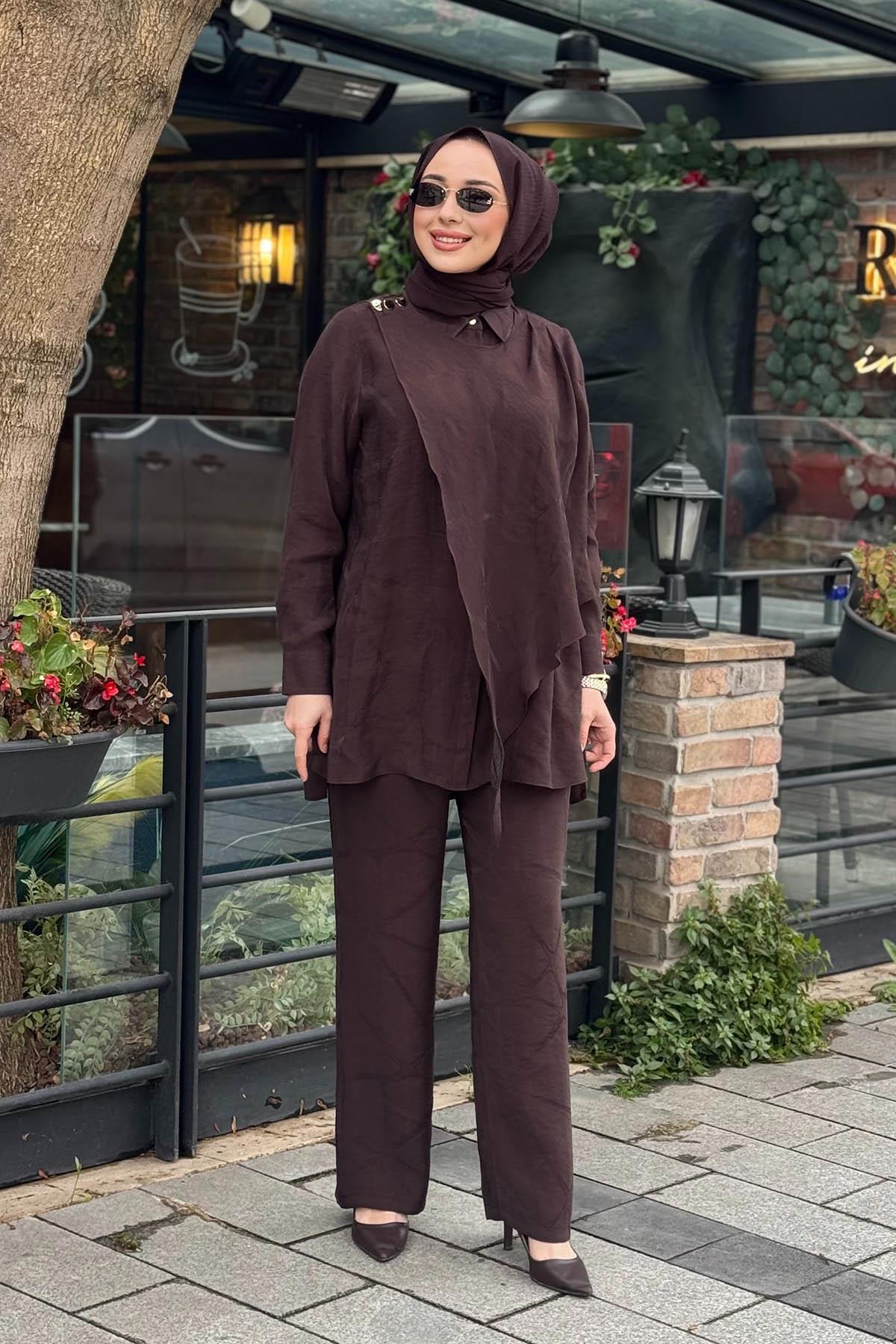 Moodbasic Pantolonlu Takım MA24.43 Çikolata