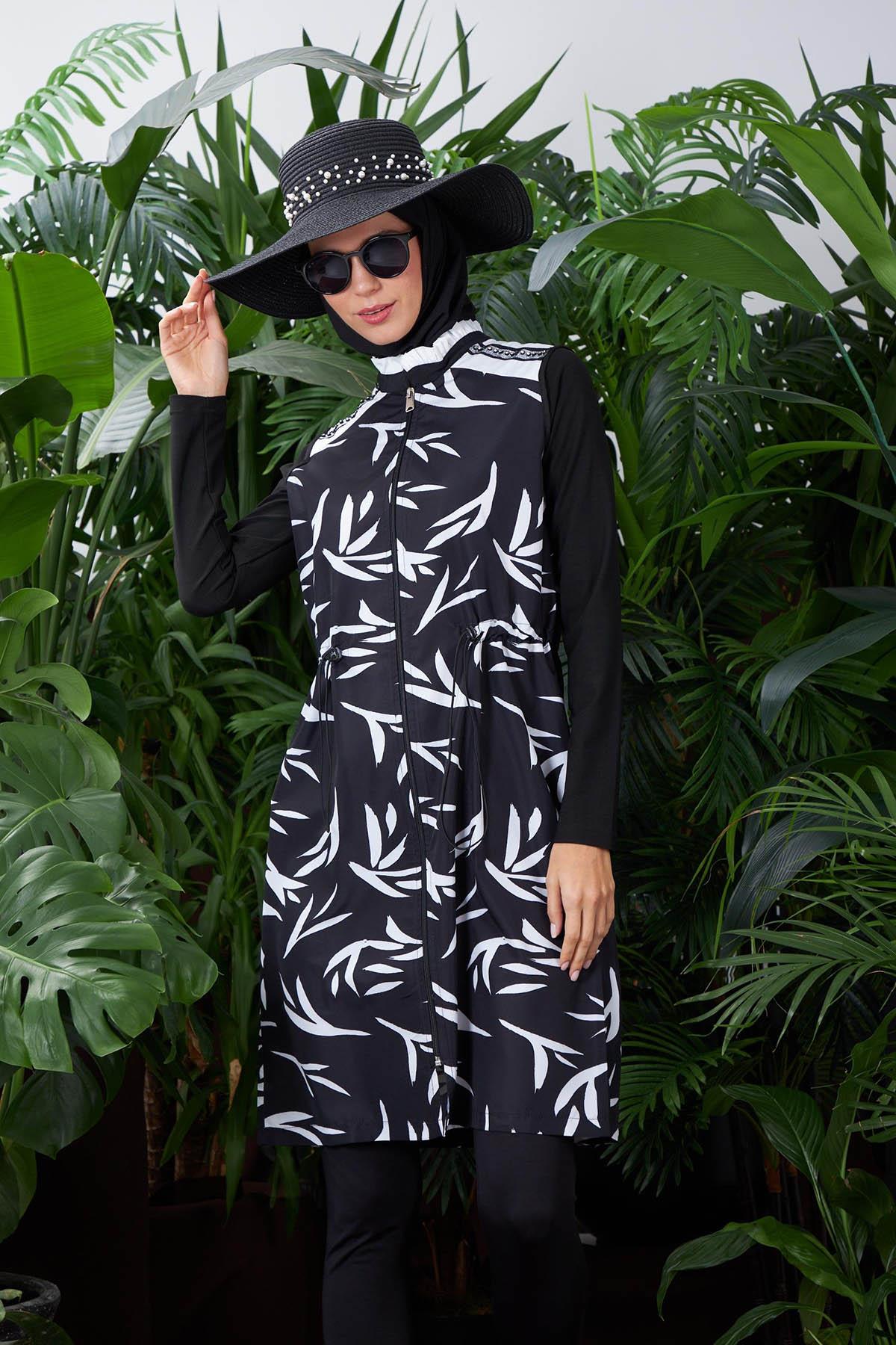 Moodbasic Tesettür Mayosu 36.144 Siyah - Beyaz