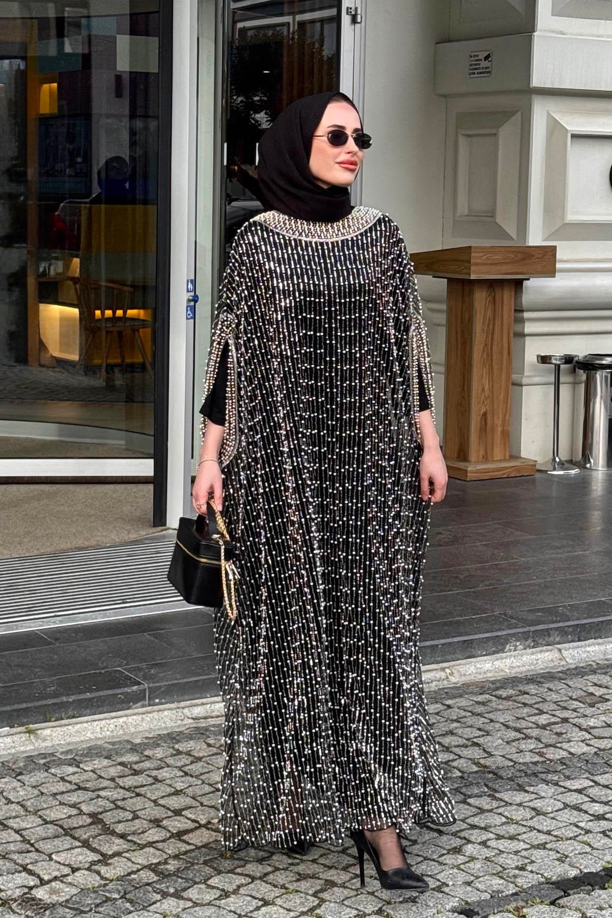 MOOR Abaya 26S5028 Siyah - Gold