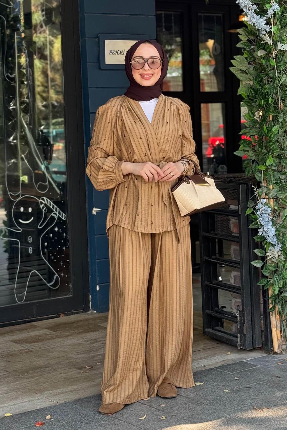 MOOR Mare Pantolonlu Takım 26S4059 Camel